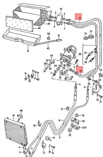 Manguera de refrigerante original Volkswagen NOS Vanagon 24 25 253260707J Foto 2 de 2