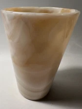 decorative marble swirl design glass/vase Cream/beige 5"x3"solid weighs 1lb READ