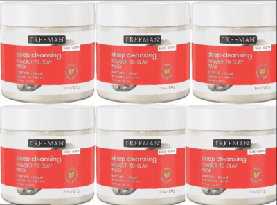 6x FREEMAN Face Facial Deep Cleansing Clay Blackheads Mask Acne All Natural Dtox