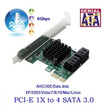 PCIe PCI Express to 6G SATA3.0 4-Port SATA III Expansion Controller Card Adapter