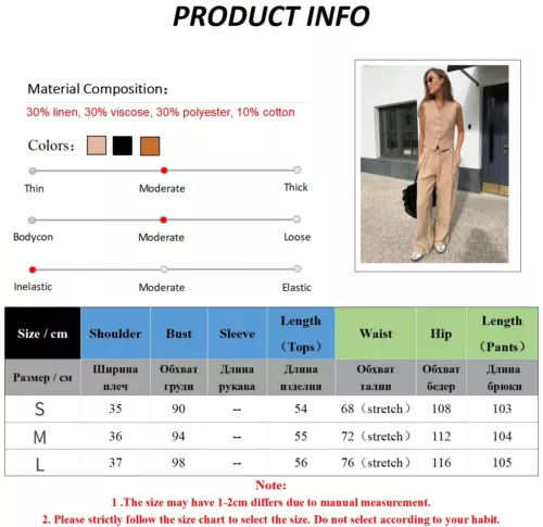 Women's Linen Cotton Vest and Pants Fashionable Summer Two-piece Set - Picture 9 of 25