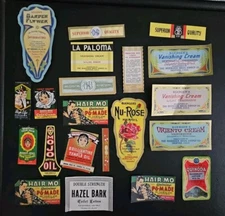 Lot of 21 Small Vintage Beauty Ethnic Hair Care Perfume Medicinal Labels