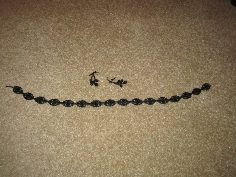 Talbots Black  cut out metal  necklace and ear rings