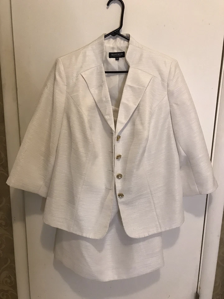 Traje Falda John Meyer Para Mujer Talla 14W Blanco Ocasión Foto 4 de 4