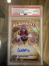 2023 Bowman U Best Elements/Game Autograph Caleb Williams Gold (/50) PSA 10