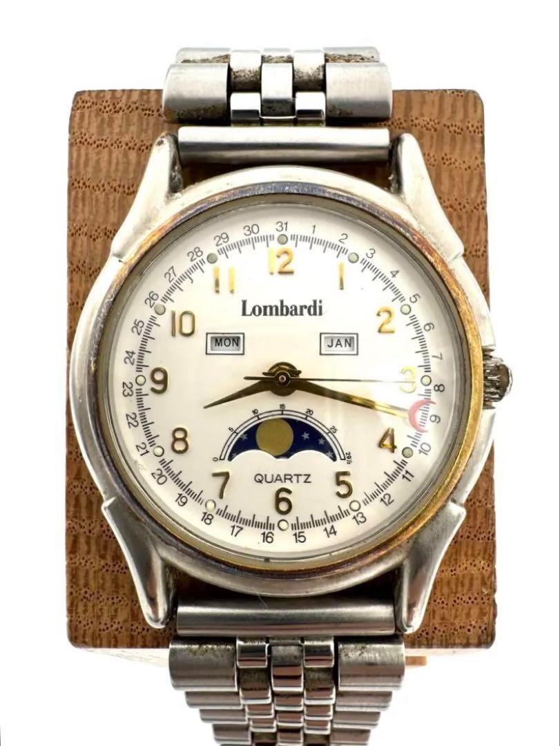 Lombardi Quartz Moon Phase Watch 32mm Damaged Strap Rare