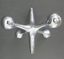 VINTAGE CHROME JAX JACKS BOOKEND SCULPTURE PAPERWEIGHT 7" ACROSS 3 LBS