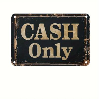 Blechschild Cash Only Metallschild 30x20cm Retro Vintage TEL758