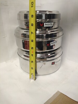 3 pc Stainless Steel 100%  Canister Set/ Puri Dabba/ container/Tiffin