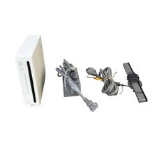 Nintendo Wii White Console RVL-001 with Sensor Bar & Cables - Tested