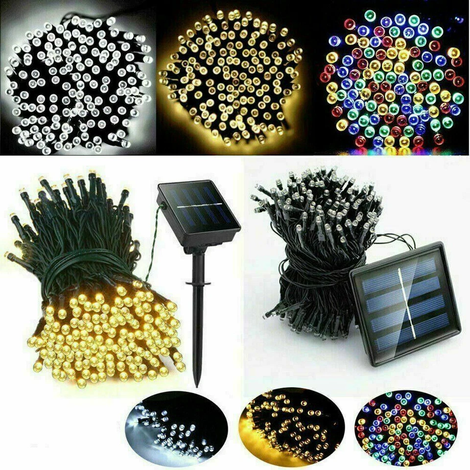 Solar Powered LED String Fairy Lights 8 Mode Waterproof Outdoor Party Decoration - Image 4 of 4