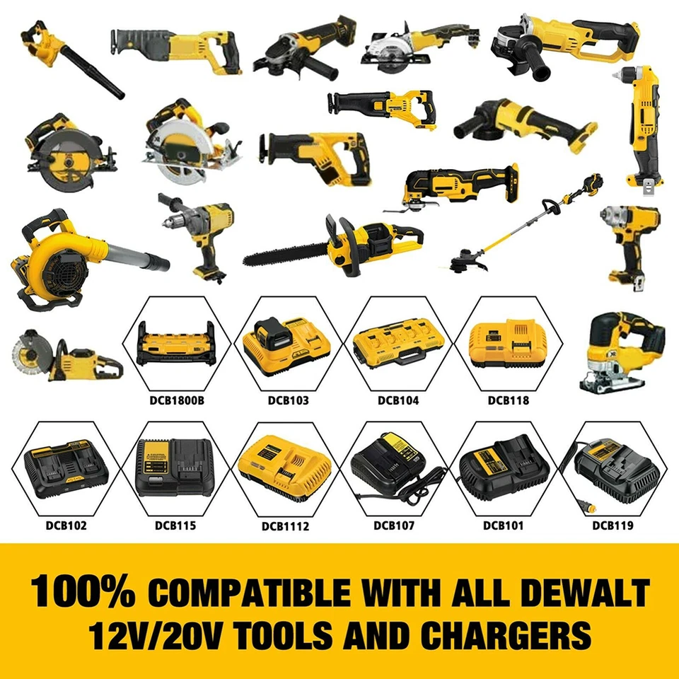 4x für Dewalt 18v Akku 8,0Ah XR DCB184 DCB183 DCB182 DCB200 DCB208 DCB206 DCB205 - Bild 2 von 4