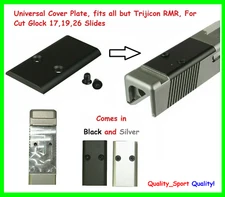 Universal Cover Plate, fits all but Trijicon RMR, For Cut Glock 17,19,26, Black