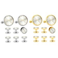 8pcs Men's Gentlemen Business Wedding Watch Decorated Cufflinks Shirt Studs Set