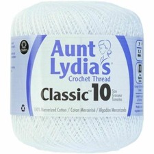  NEW AUNT LYDIA'S CLASSIC CROCHET THREAD Size 10 WHITE 001 400 YDS- Free Ship