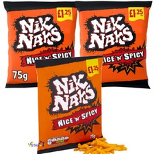 Nik Naks Scampi 'N' Lemon Crisps,Nice 'N' Spicy Crisps,Rib 'N' Saucy Crisps 75g