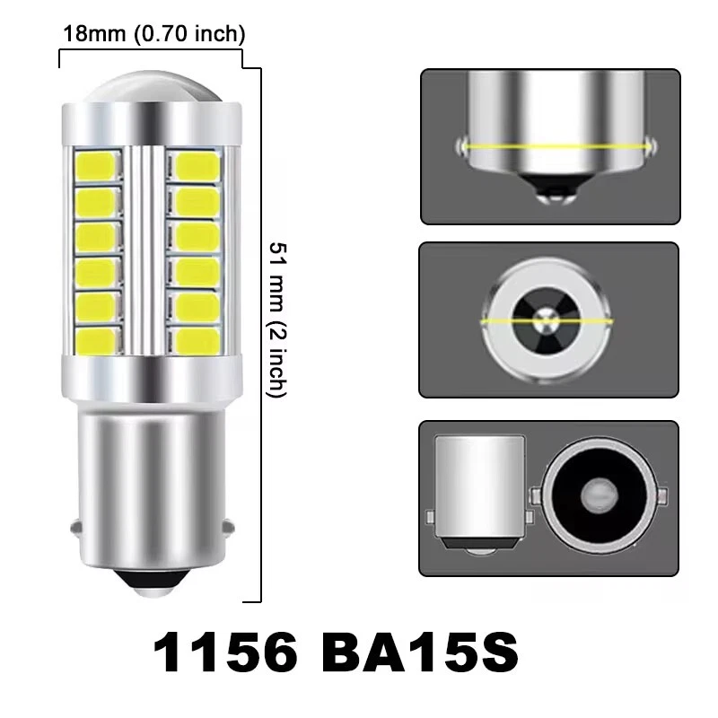1156 1157 BA15S BAY15D P21W 33SMD LED Car Backup Reverse Rear Light Bulbs Brake - Image 3 of 4