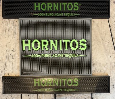 Hornitos Tequila Bar Mat Lot of 3 100% Puro de Agave Green Black Gray Rubber