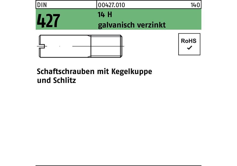 Reyher Schaftschraube DIN 427/ISO 2342 m.Kegelkuppe/Schlitz, М 8 x 20, 14 галлонов...
