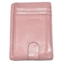 Buffway Minimalist Coquette Pink Card Case ID Holder Leather Wallet Soft Chic