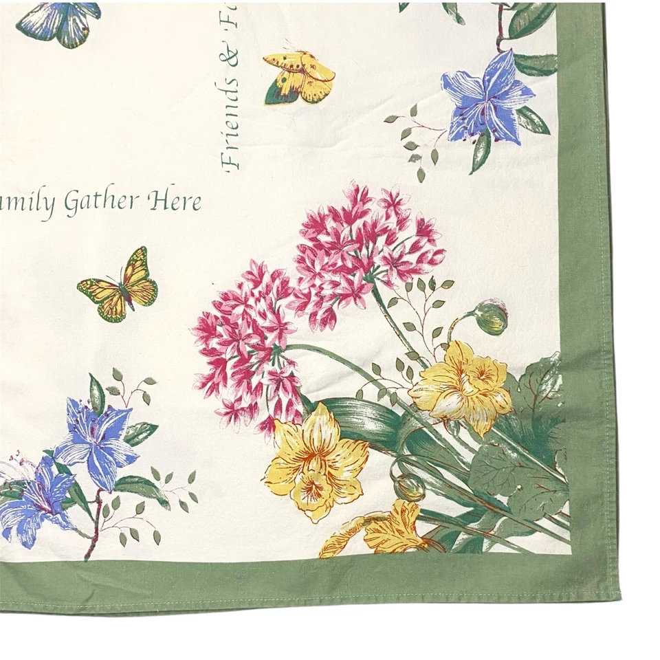 Lenox Tablecloth 60 x 76 Friends And Family Gather Here Flowers Butterflies - Image 4 of 4