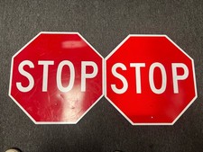 2 Lot STOP Traffic Signs 24 inch Metal Octagon Road Street Sign Decor