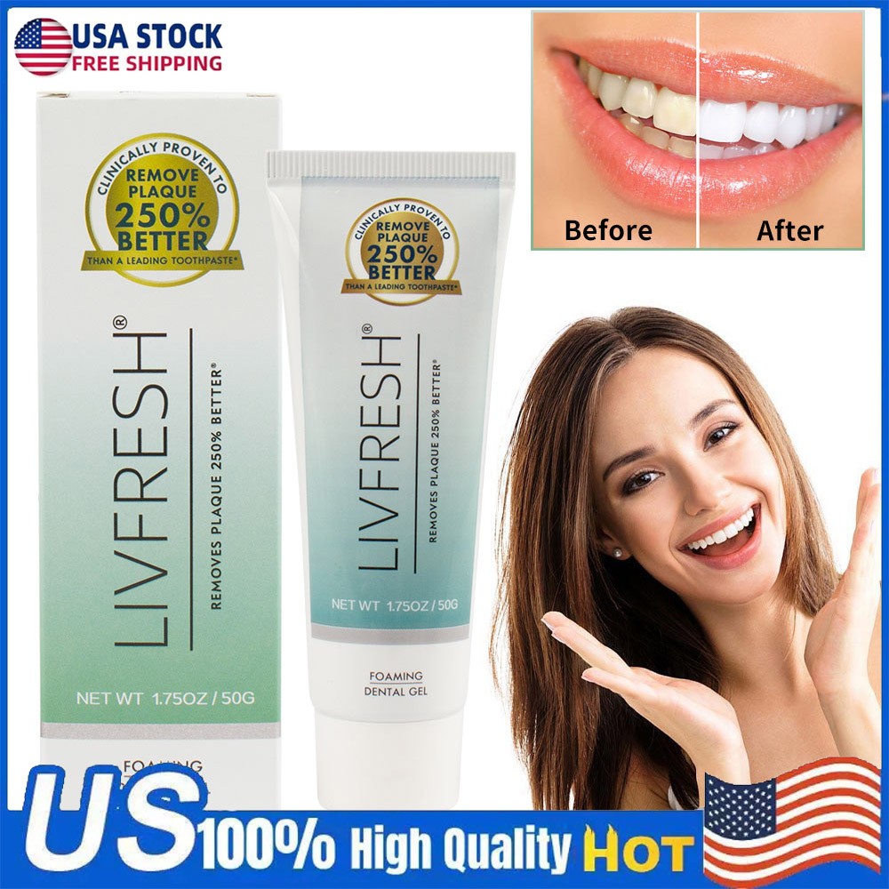 LIVFRESH Toothpaste Gel Clinically Proven to Remove Plaque 250% Better US