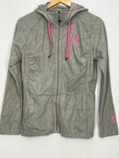 The North Face Hoodie Womens Heather Gray Pink Logo Long Sleeve Pockets Medium