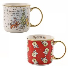 Disney Christmas Mug with Gold Rim / Handle - Winnie the Pooh