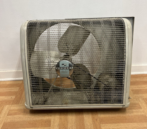 Vintage Homart 3-Speed Window Fan w Box Exhaust Industrial metal SEARS ROEBUCK