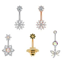 5 Pcs Bauch Piercing Nabel Ring Bauchnabel -Piercing -Schmuck Klingelt