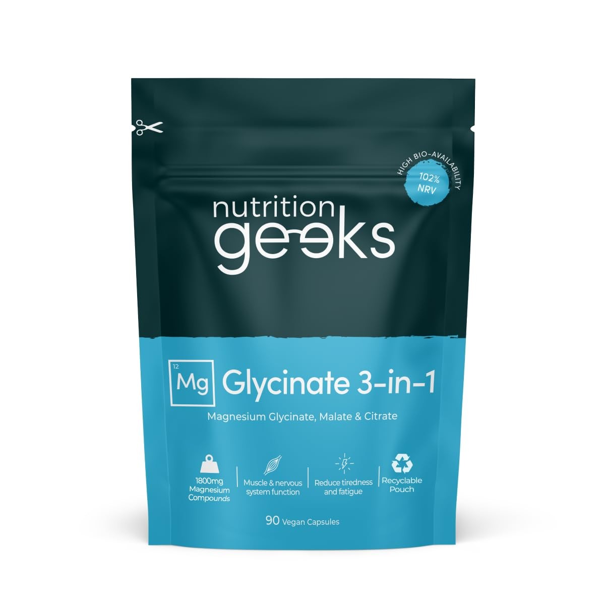 Magnesium Glycinate 3in1 Complex  1800mg Supplements as Bisglycinate, Citrate...