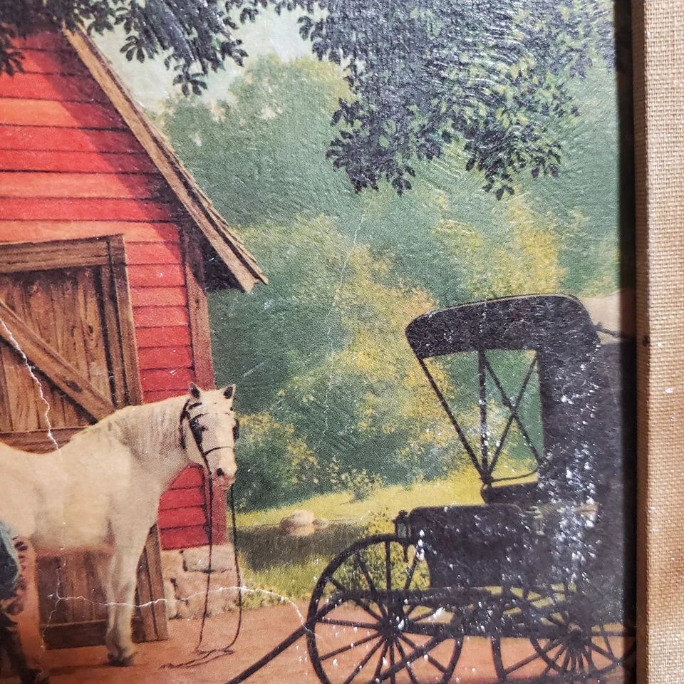 Impresión Enmarcada Paul Detlefsen Envejecida De Colección "Días de Caballo y Buggy" Madera 12" × 8" Foto 4 de 4