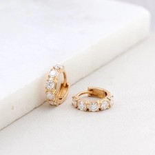 2CT Round-Cut Lab Created Huggie Hoop Fancy Earrings 14K Yellow Gold Plated