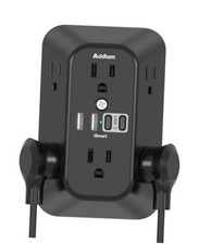 6-Outlet Extender Surge Protector, Multi Plug Wall Outlet with 4 No Pd Black