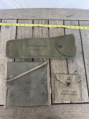WW2 Army Gas Mask Waterproofing Kit Empty Pouch WWII / Vietnam Pouches