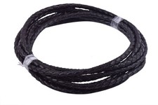 2 Yards 4.0mm Black Genuine Leather Braided Bolo Leather Cord