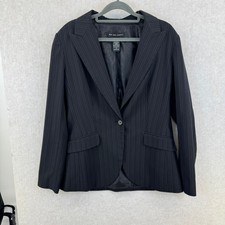NEW YORK COMPANY Womens Black Pinstripe Blazer Jacket Size 8