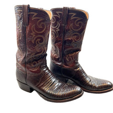 Lucchese Boots Exotic Lizard Brown Mens Sz 10.5 B 1883 San Antonio 6331RX Narrow