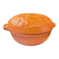 Gourmet Topf Clay Tera Cotta Baker Roaster Casserole Dish with Lid Handles 10"
