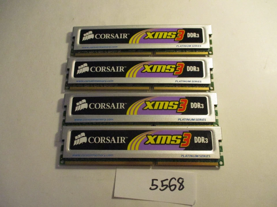 Corsair CM3x1024-1333C9 4x1Gb PC3-10600 1333Mhz DDR3 Desktop Memory RAM (5568) - Image 2 of 2