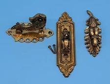 Brass Door Knockers, Owl, Fish, Hazelnut, Made in Spain Set of Three
