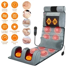 Full Body Electric Massage Mat Vibration Massage Pad Cushion Back Massage w/Heat