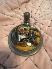 Antique German Hand Painted Porcelain And Pewter Beer Stein Lid