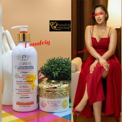 2pcs.  Easy Glow Glutathion, Vitamin, C GLOW WHITENING body Milk & Face Cream. 