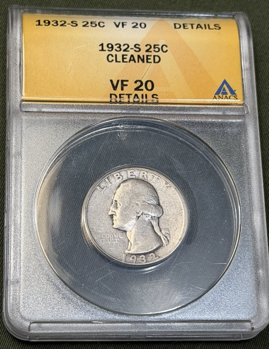 Fontaine新品3個 Circulated VF 20 Graded 1932 Year Washington Quarters (1932-1998