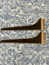 Vintage Aluminum Slotted 8” Wall Brackets Rose Gold And Faux Wood Lot Of 2