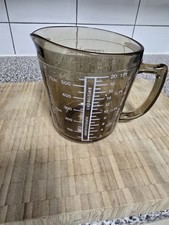 Vintage Arcopal France Brown Smoked Glass Measuring Jug 1 Pint 550ml