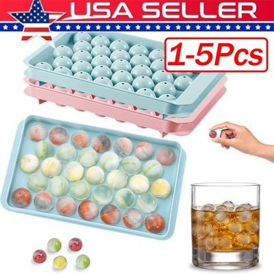 DIY Round Ice Cube Ball Maker PP Tray Silicone Sphere Mold Bar Whiskey Cocktails