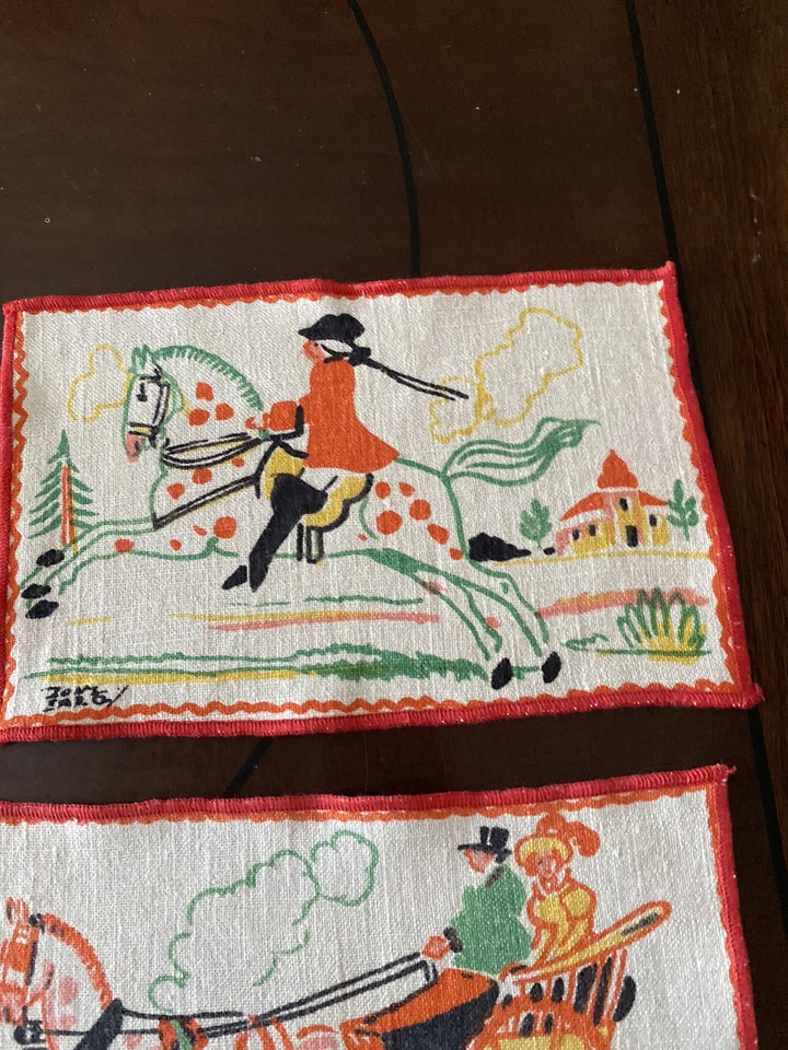 Antique TONY SARG Assorted & Signed Cocktail Linen Napkins~5 @ 5 1/2” x 8 7/8” - Image 3 of 4